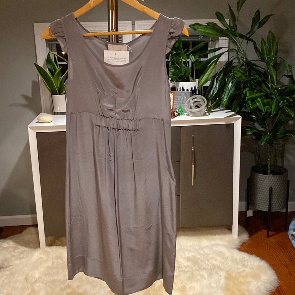 ELIJAH NWT Gray silk dress Size XS